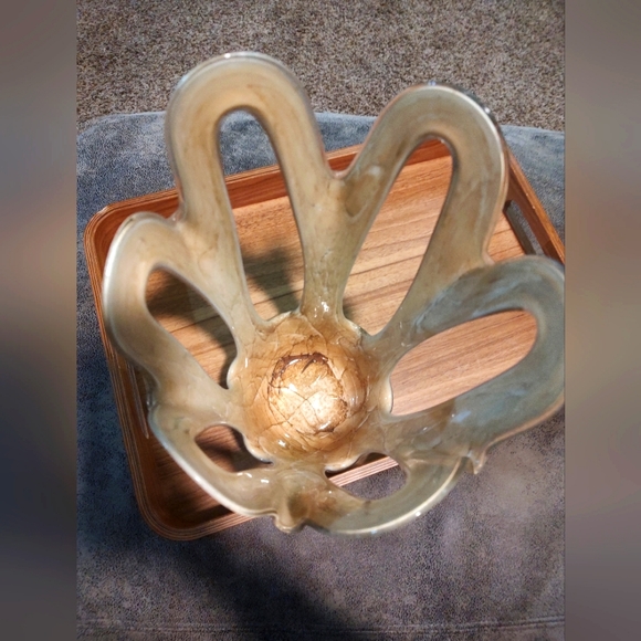 Vintage Makora Krosno open handkerchief unique beautiful blown glass vase decor - Picture 13 of 16